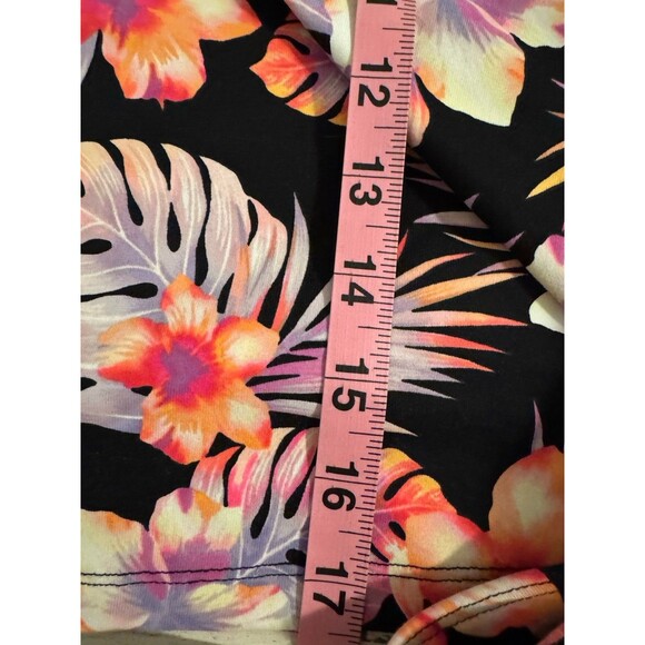 Victoria's Secret PINK Hawaiian Floral Purple Black Cropped Wrap Top Size Large - Picture 8 of 8